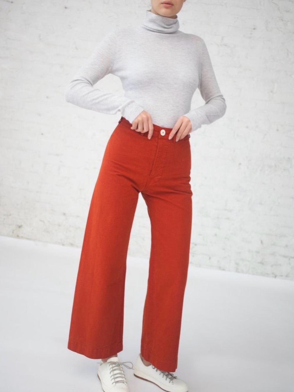Jesse Kamm Sailor Pants High Rise Wide Leg Japanese Cotton Iron Oxide Size 4